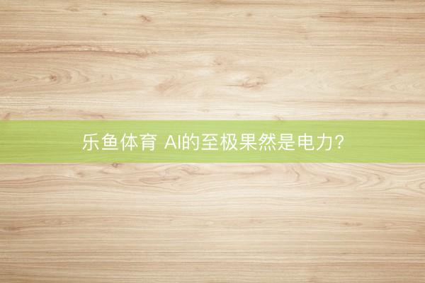 乐鱼体育 AI的至极果然是电力?