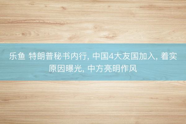 乐鱼 特朗普秘书内行， 中国4大友国加入， 着实原因曝光， 中方亮明作风