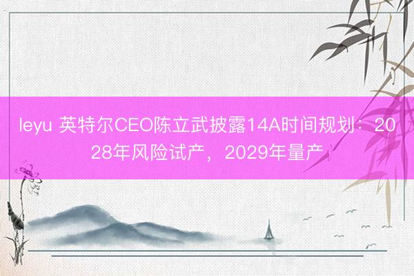 leyu 英特尔CEO陈立武披露14A时间规划：2028年风险试产，2029年量产
