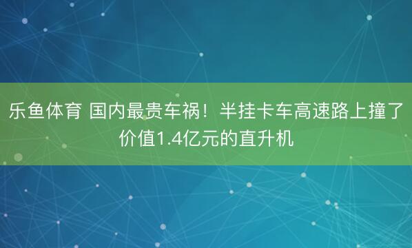 乐鱼体育 国内最贵车祸！半挂卡车高速路上撞了价值1.4亿元的直升机