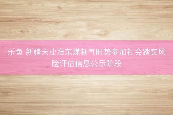 乐鱼 新疆天业准东煤制气时势参加社会踏实风险评估信息公示阶段