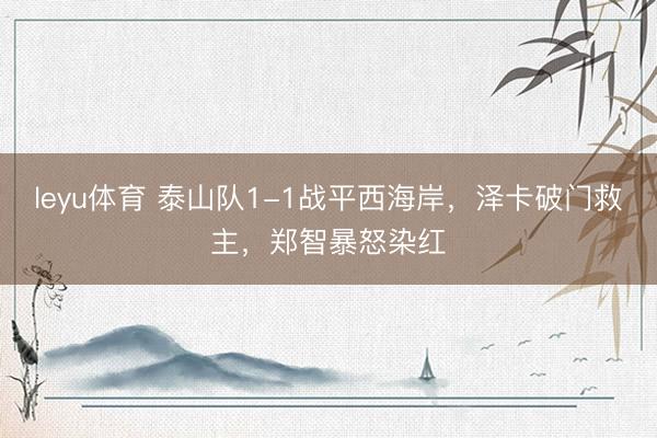 leyu体育 泰山队1-1战平西海岸，泽卡破门救主，郑智暴怒染红