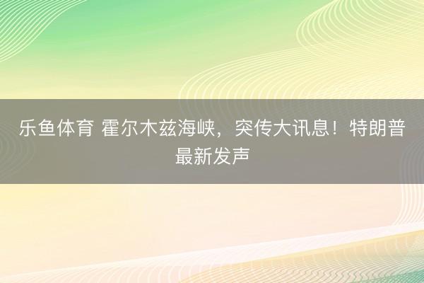 乐鱼体育 霍尔木兹海峡，突传大讯息！特朗普最新发声