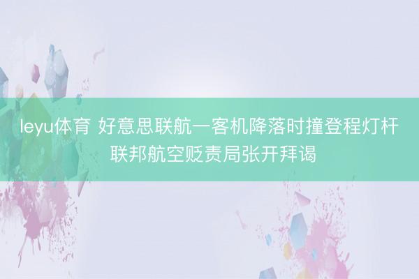 leyu体育 好意思联航一客机降落时撞登程灯杆 联邦航空贬责局张开拜谒